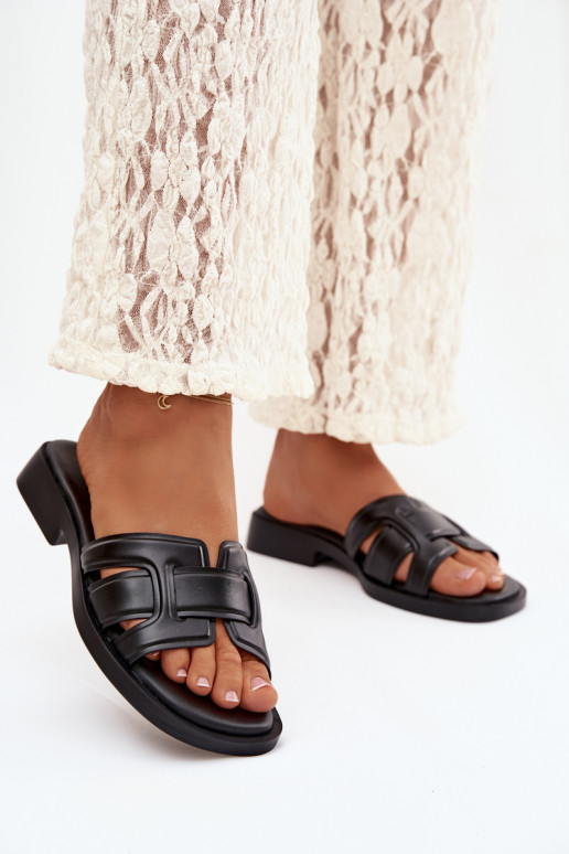 Pantofole da donna con tacchi larghi colore nero Lorania