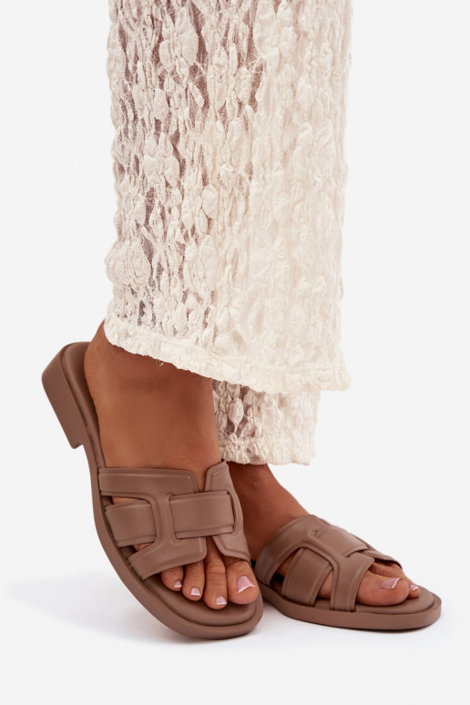 Pantofole da donna con tacchi larghi beige Lorania