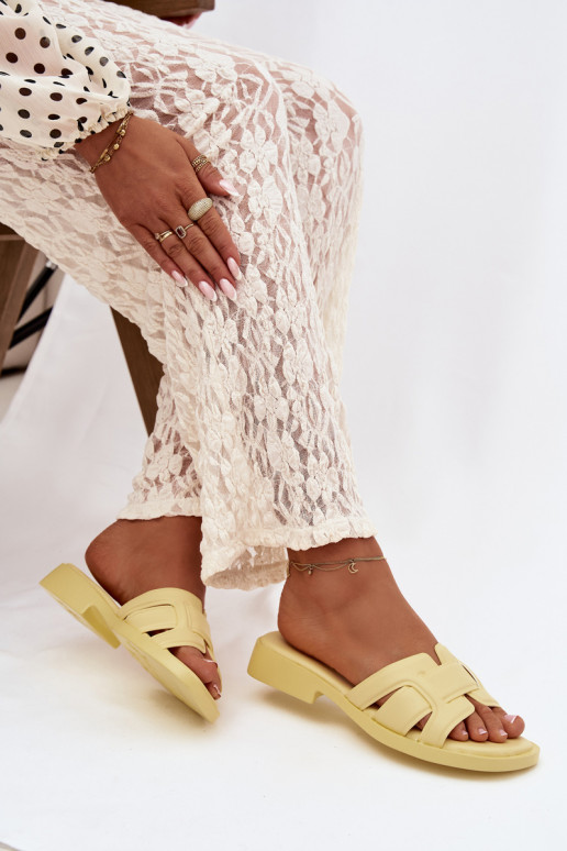 Pantofole da donna con tacchi larghi colore giallo Lorania