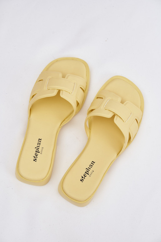 Pantofole da donna con tacchi larghi colore giallo Lorania