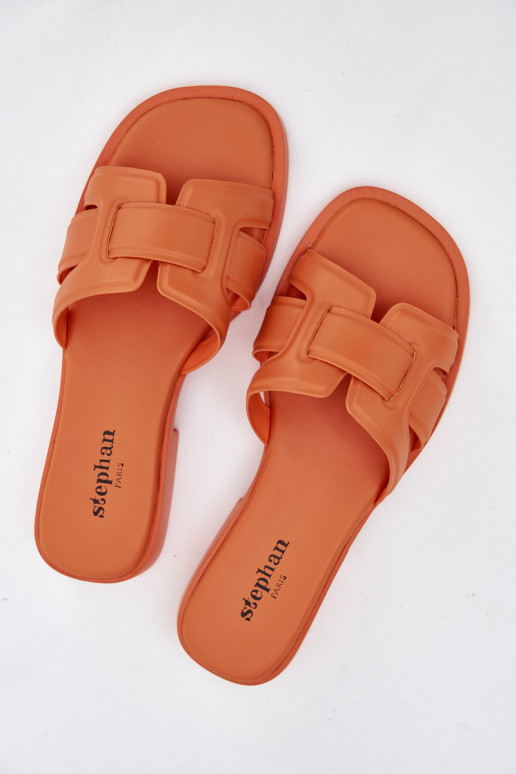 Pantofole da donna con tacchi larghi colore arancione Lorania