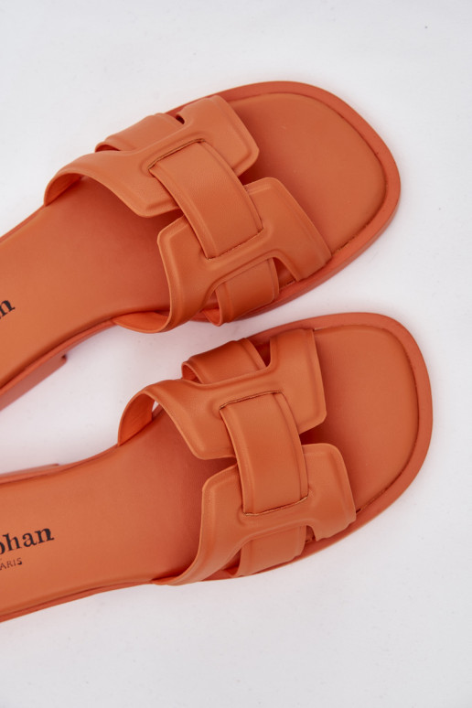 Pantofole da donna con tacchi larghi colore arancione Lorania