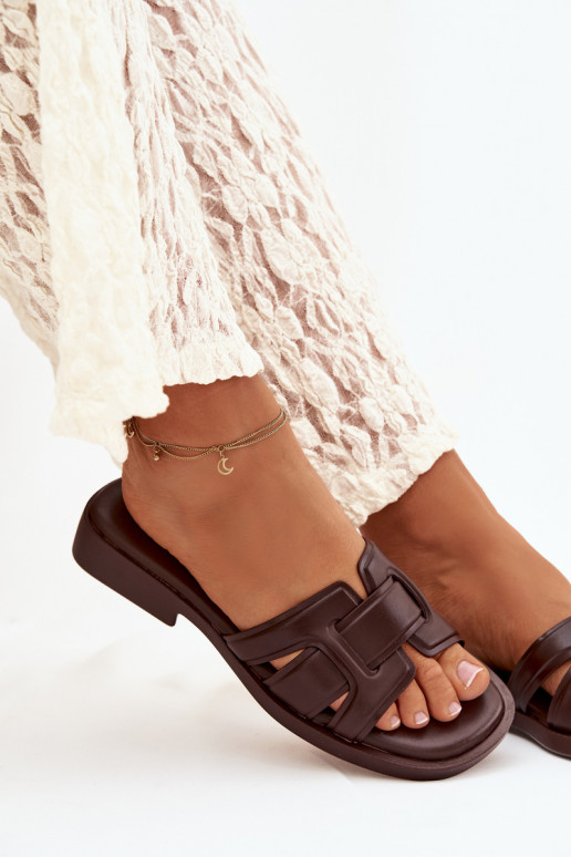 Pantofole da donna con tacchi larghi CzekoladoAe Lorania