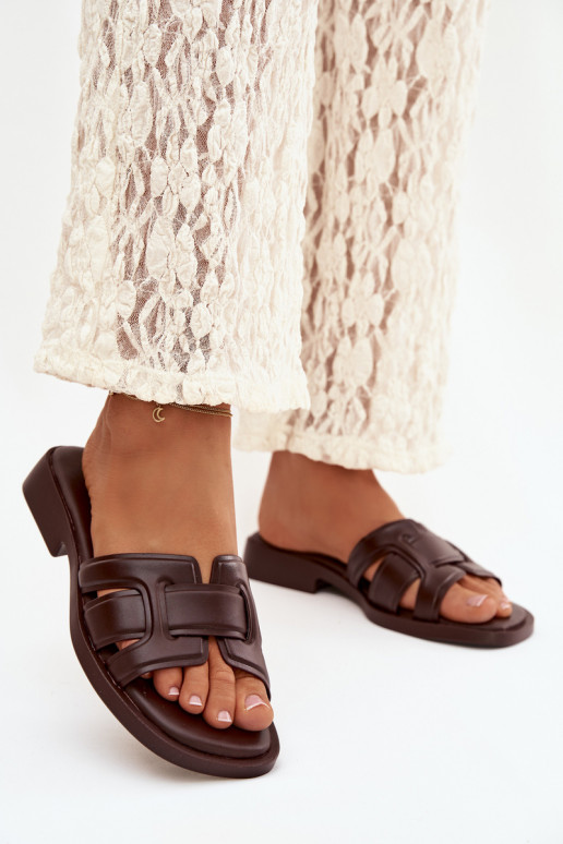 Pantofole da donna con tacchi larghi CzekoladoAe Lorania