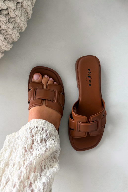 Pantofole da donna con tacchi larghi colore marrone Lorania