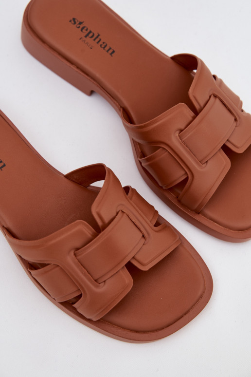 Pantofole da donna con tacchi larghi colore marrone Lorania