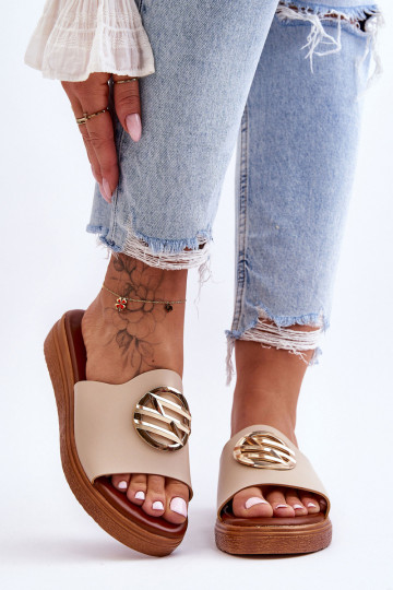 Femminile Pantofole con ornamenti beige Secrets 2