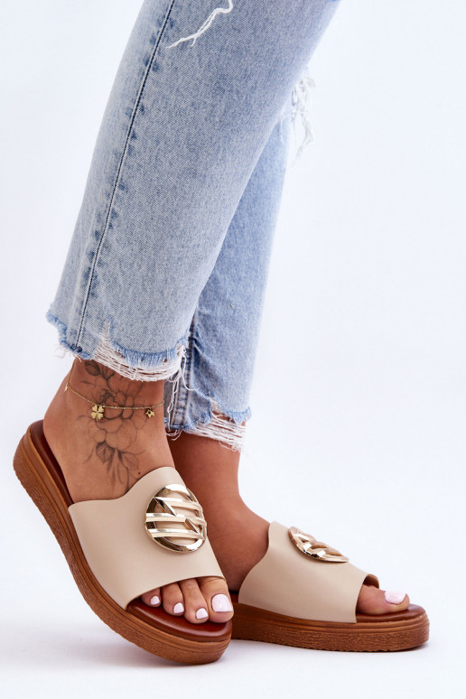 Femminile Pantofole con ornamenti beige Secrets