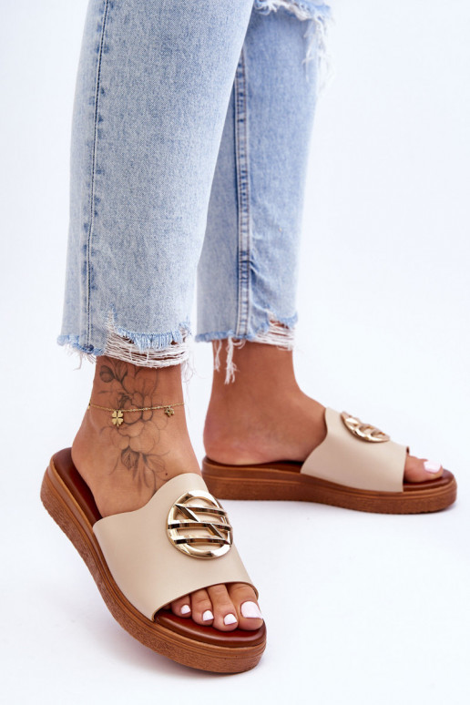 Femminile Pantofole con ornamenti beige Secrets