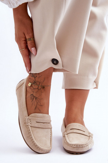 Mocassini eleganti in camoscio beige Lenvie