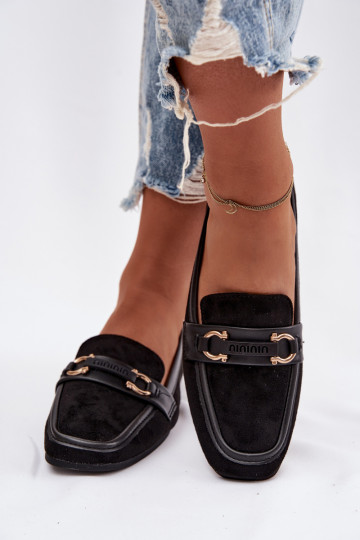 Mocassini da donna con elementi decorativi, colore nero Evelora 2