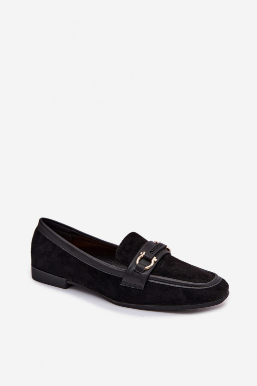 Mocassini da donna con elementi decorativi, colore nero Evelora