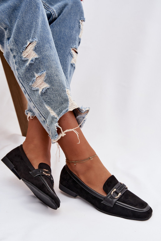 Mocassini da donna con elementi decorativi, colore nero Evelora