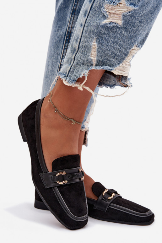 Mocassini da donna con elementi decorativi, colore nero Evelora