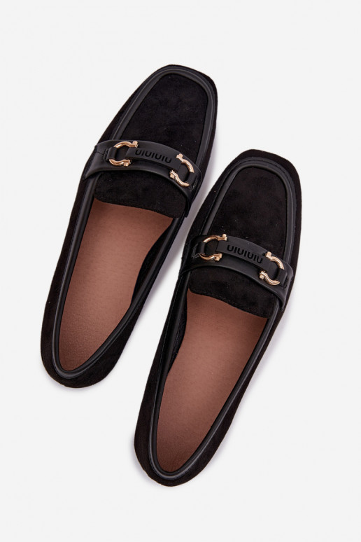 Mocassini da donna con elementi decorativi, colore nero Evelora