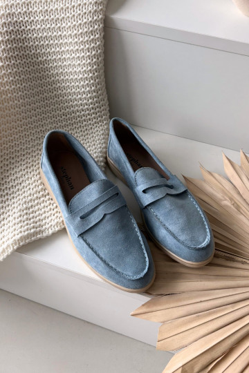 Mocassini da donna in suede sintetico, color blu Renelia