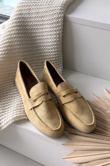 Mocassini da donna in suede sintetico, color giallo Renelia 2