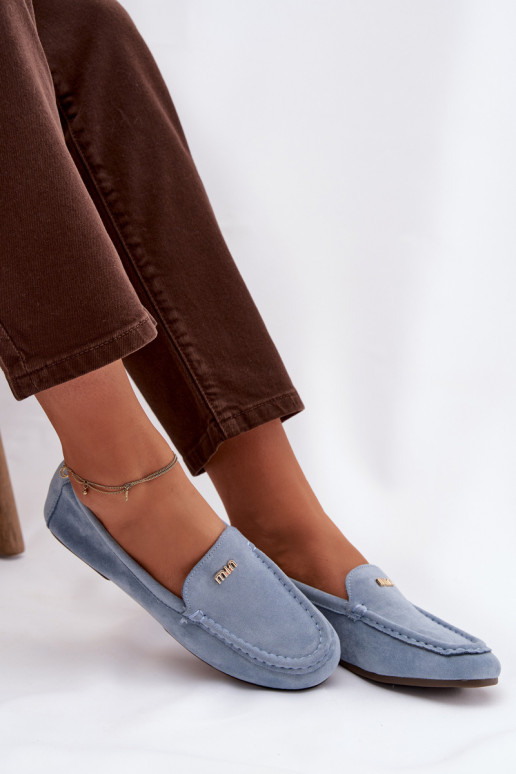 mocassini da donnaPiccolom colore doratom Detalem colore blu Sarivelle