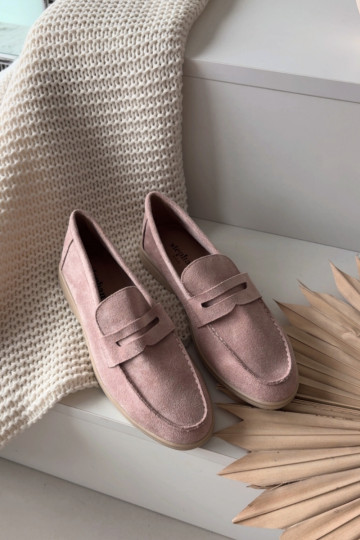 Mocassini da donna in suede sintetico, color rosa Renelia 2