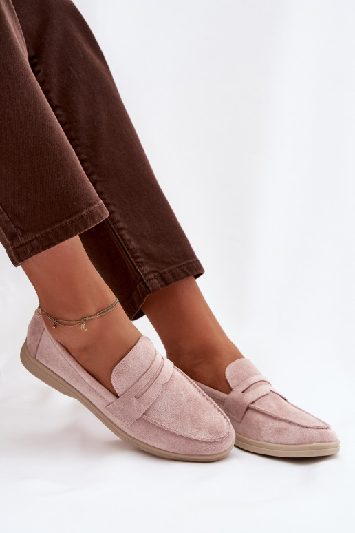 mocassini da donnain ecopelle scamosciatau colore rosa Renelia