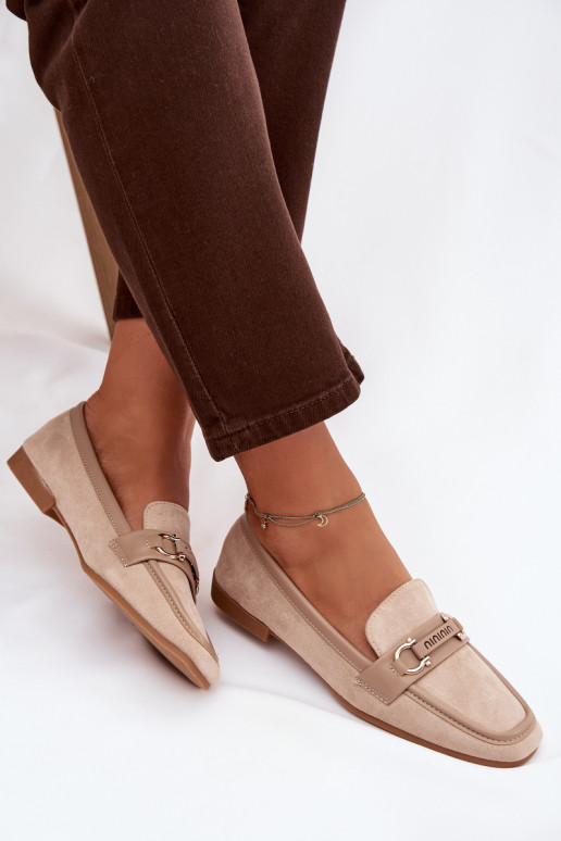 Mocassini Mocassini Femminile Con decorazioni Elemento beige Evelora