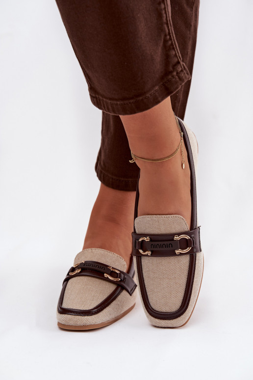 Mocassini Mocassini Femminile Con decorazioni Elemento marrone-beige Evelora