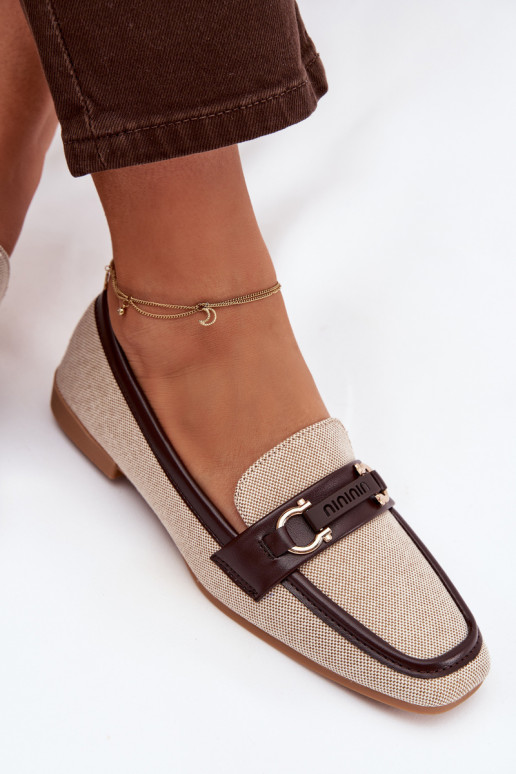 Mocassini Mocassini Femminile Con decorazioni Elemento marrone-beige Evelora
