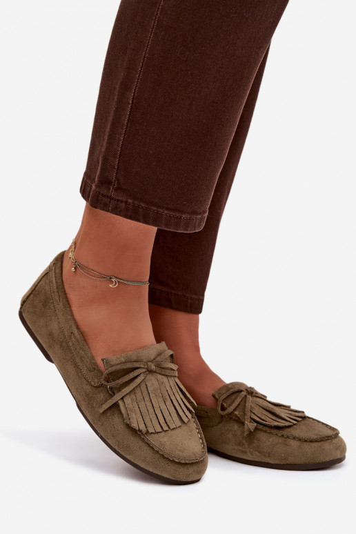 mocassini da donna con frange colore verde Janelisse