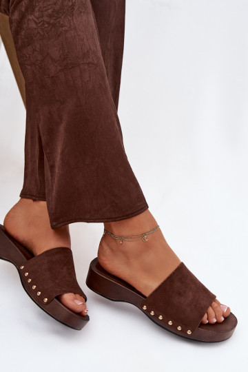 Pantofole da donna Ze colore doratomi Borchie CzekoladoAe Ferinna