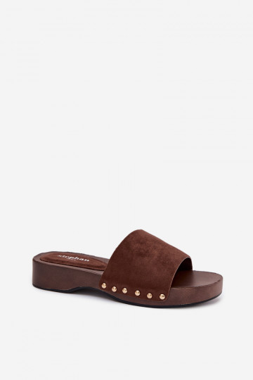 Pantofole da donna Ze colore doratomi Borchie CzekoladoAe Ferinna 2