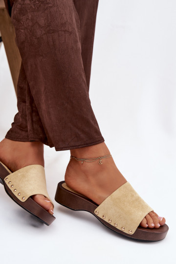 Pantofole da donna Ze colore doratomi Borchie colore giallo Ferinna