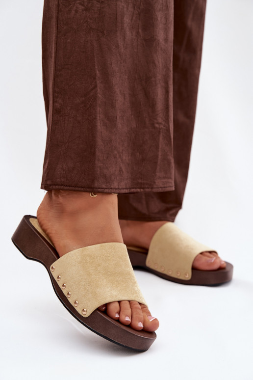 Pantofole da donna Ze colore doratomi Borchie colore giallo Ferinna