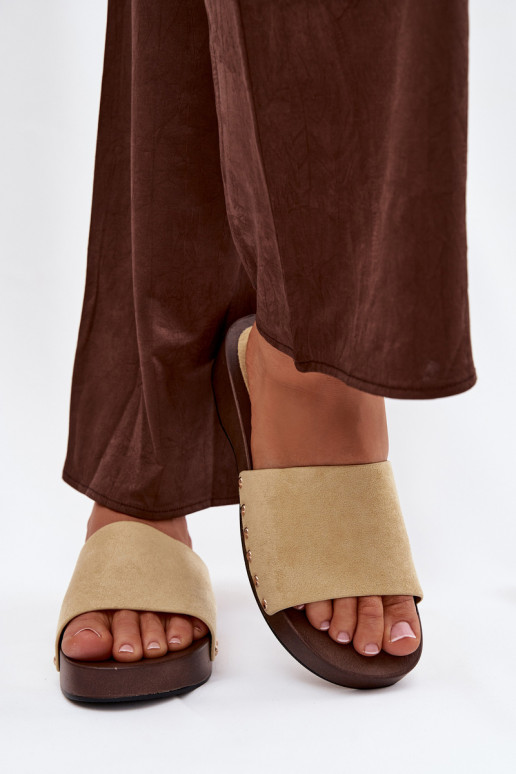 Pantofole da donna Ze colore doratomi Borchie colore giallo Ferinna