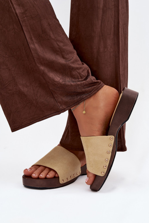 Pantofole da donna Ze colore doratomi Borchie colore giallo Ferinna