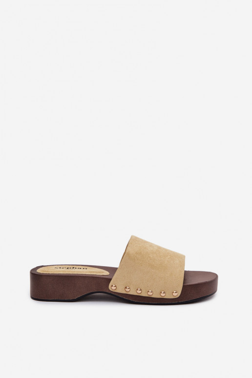 Pantofole da donna Ze colore doratomi Borchie colore giallo Ferinna