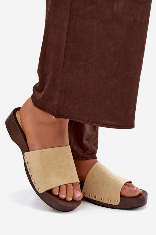 Pantofole da donna Ze colore doratomi Borchie colore giallo Ferinna