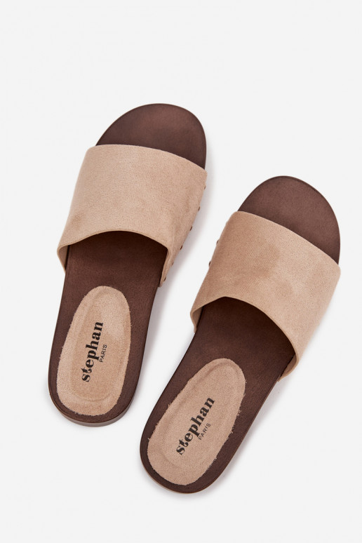 Pantofole da donna Ze colore doratomi Borchie beige Ferinna