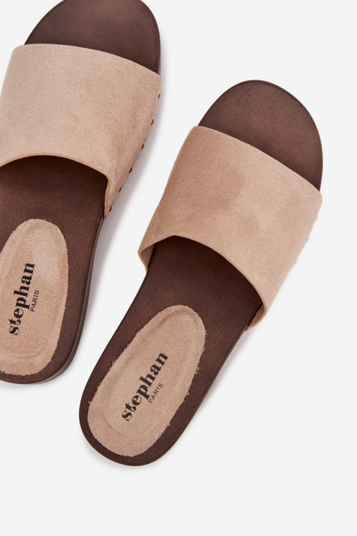 Pantofole da donna Ze colore doratomi Borchie beige Ferinna