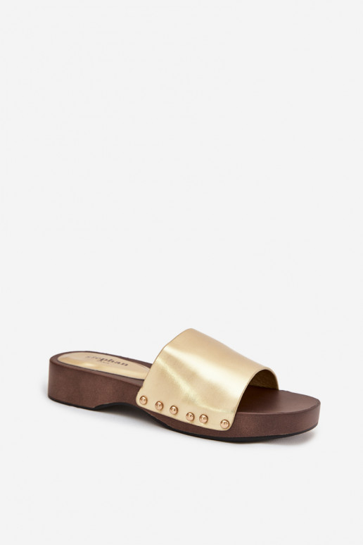 Pantofole da donna con rivetti colore dorato Terissa