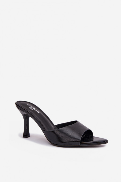 con effetto vernice Pantofole da donna con i tacchi colore nero Lirissa