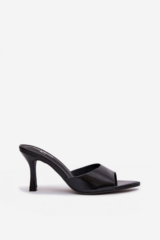 con effetto vernice Pantofole da donna con i tacchi colore nero Lirissa