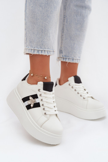 Scarpe sportive da donna bianche con zeppa Palvessa