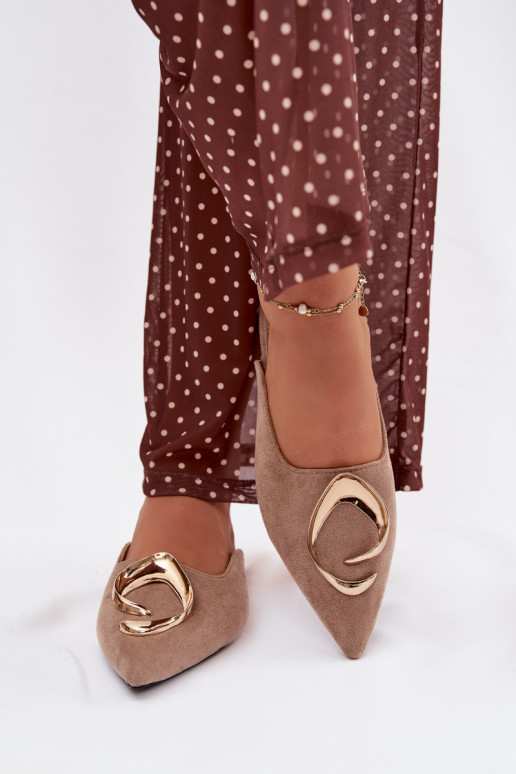 Pantofole da donna Mule Con decorazioni colore doratom Detalem beige Galvella