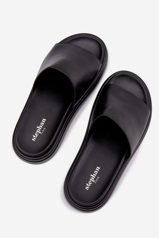 Pantofole da donna con una piattaforma colore nero Tanelisse