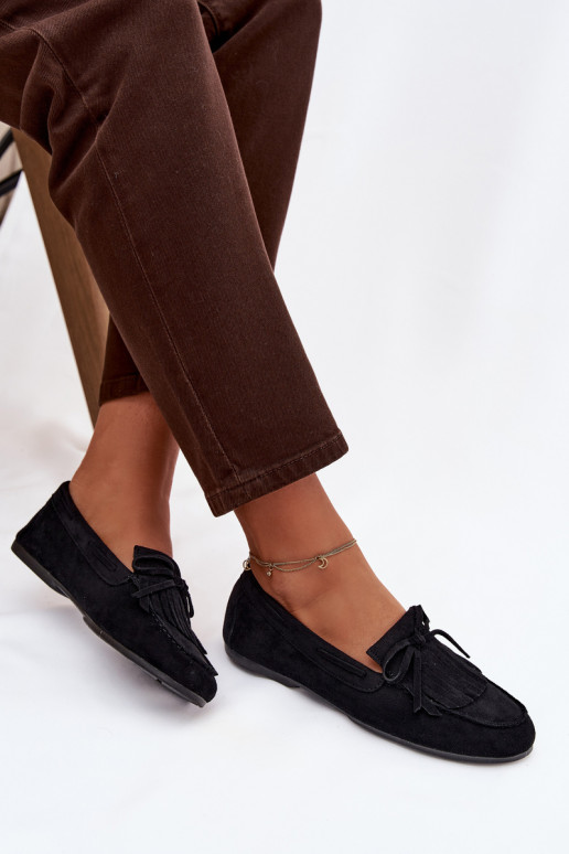 mocassini da donna con frange colore nero Janelisse