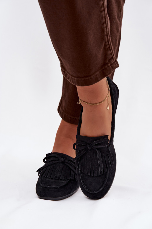 mocassini da donna con frange colore nero Janelisse