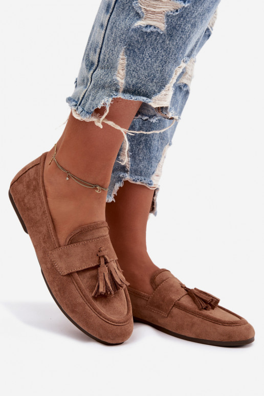 Mocassini Appartamento delle donne con frange colore marrone Deverilisse