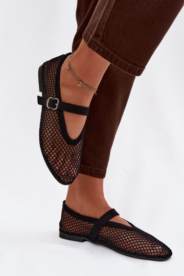 griglia Ballerine con cinghie colore nero Pherina
