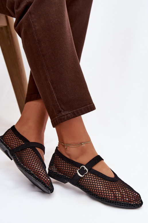 griglia Ballerine con cinghie colore nero Pherina