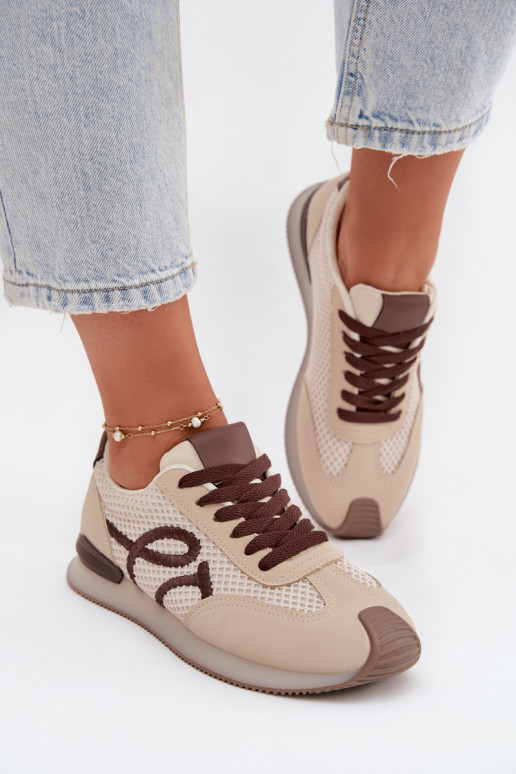 Scarpe modello sneakers scarpe da ginnastica Femminile beige-colore marrone Tarlisse